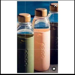 Soma Glass water bottle in blush & turquoise blue